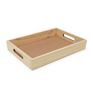 pine wood tray hamper