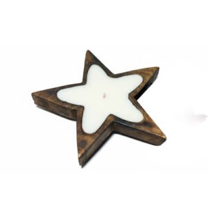 Home handcrafted wooden star candle